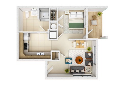 Floor plan for studio, 1 bath, 507 sqft